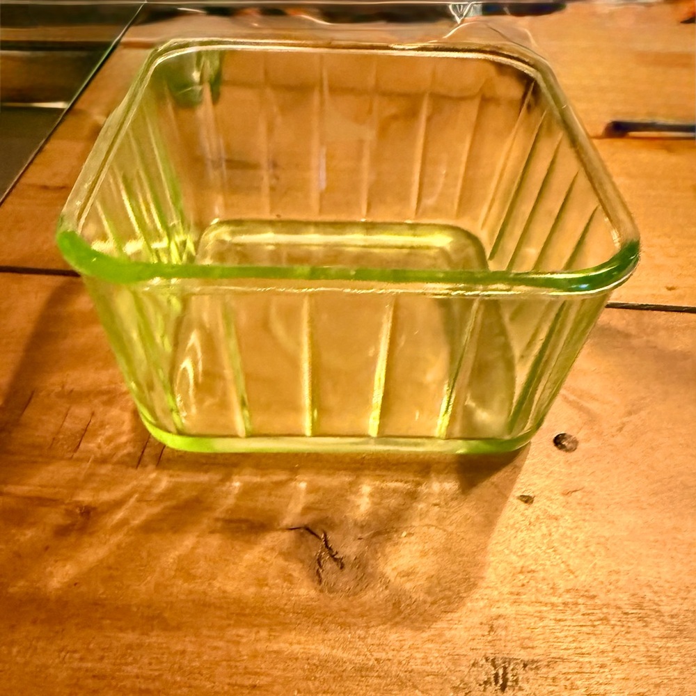 Square Green Uranium Glass Dish